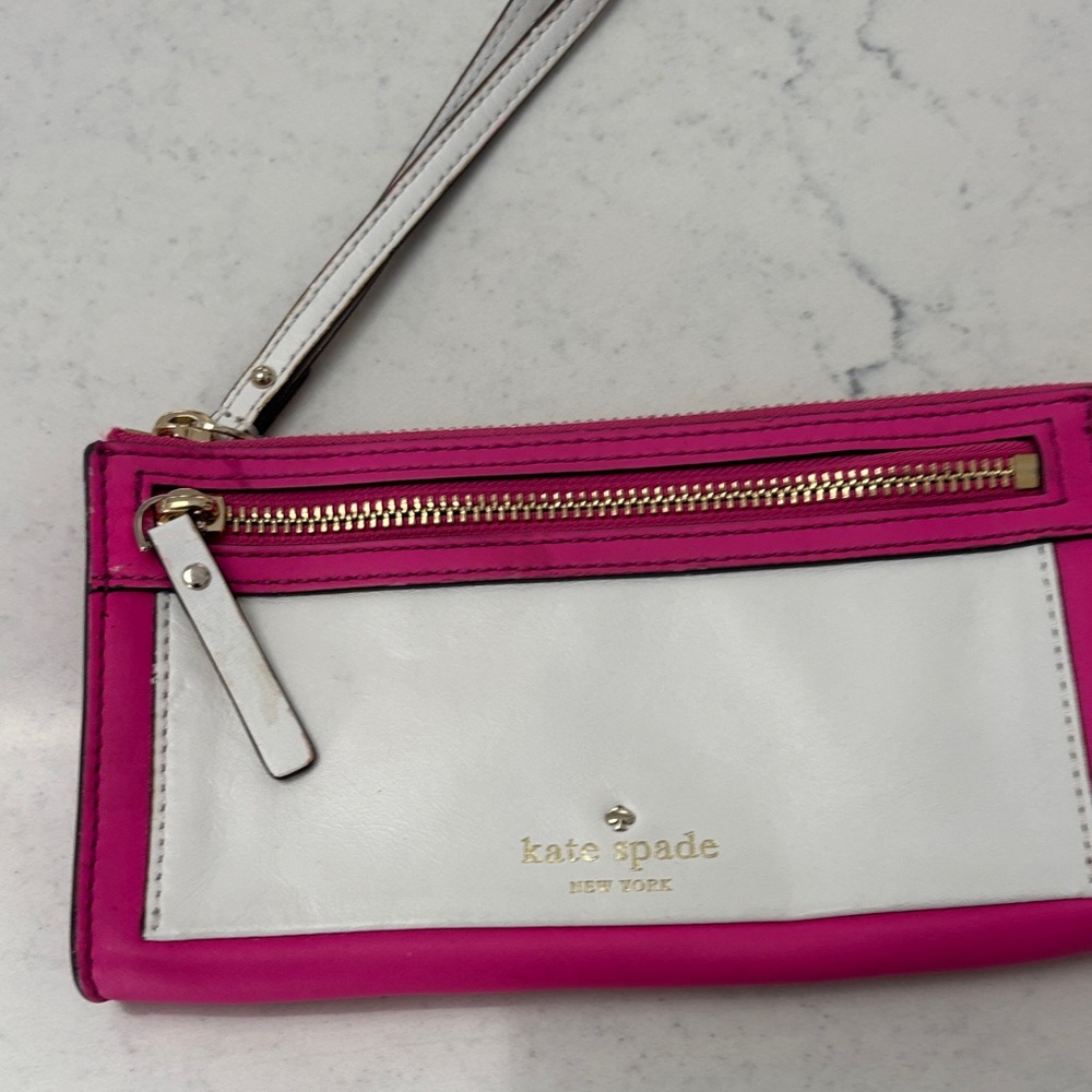Kate Spade Fuchsia and White Wristlet